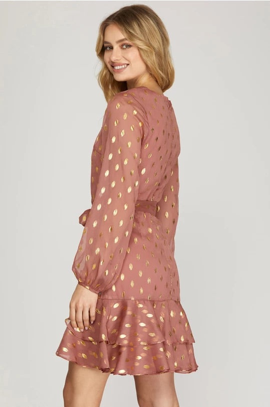 sachin and babi light blue dress EVA3382 Lily's Dusty Rose Chiffon Dress – Lily's Seaside Boutique main image 0