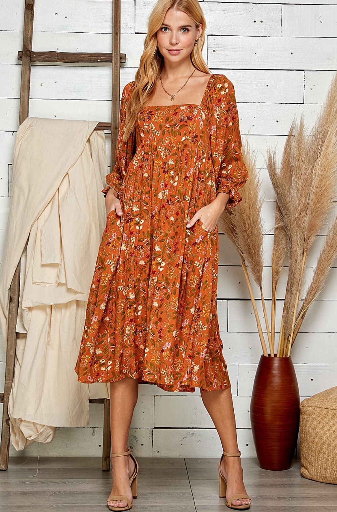 Fall Floral A-Line Dress Fall Floral A-Line Dress