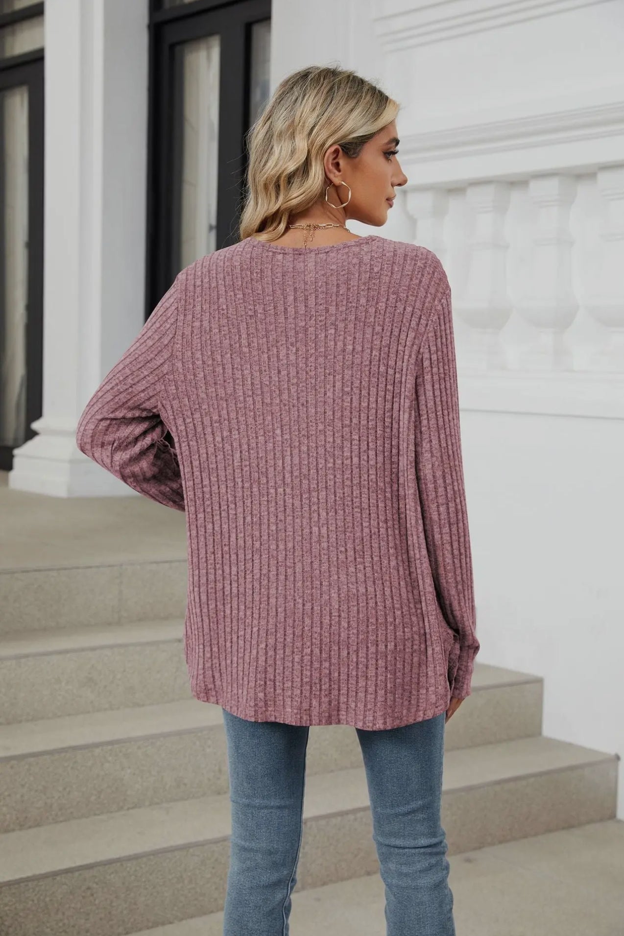 Knitted Long Sleeve Buttoned Down Cardigan