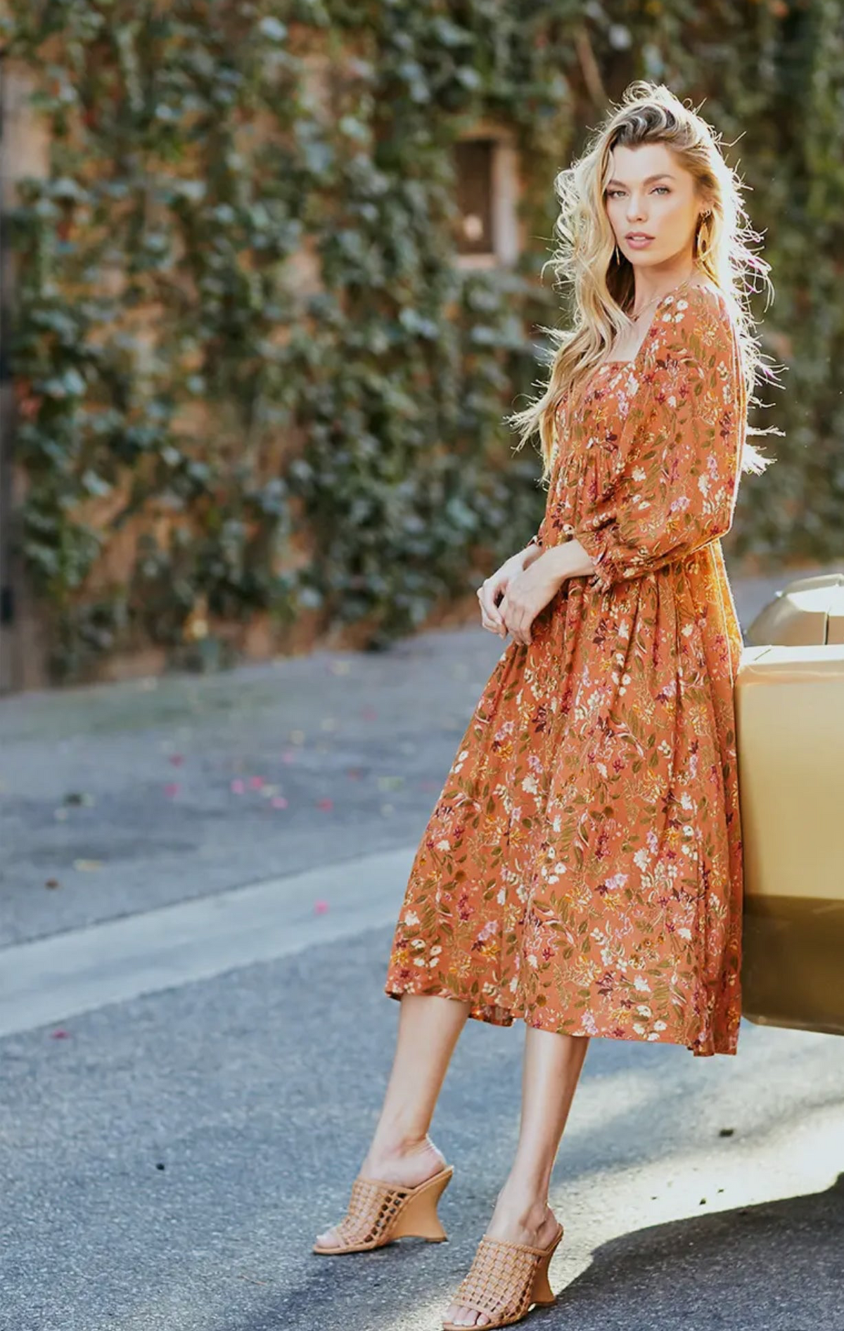 Fall Floral A-Line Dress