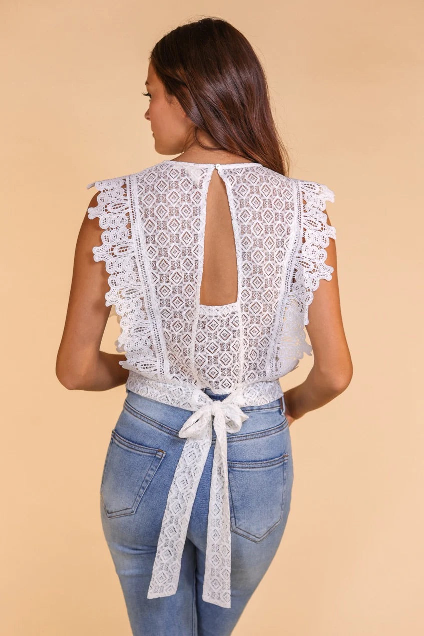 Crochet Lace Crop with Tie Back