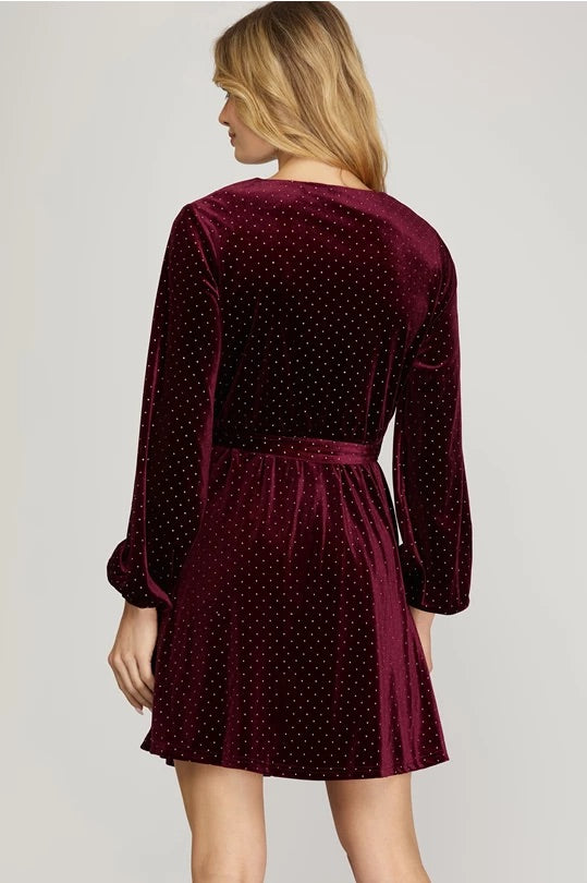 Velvet Surplice Dress