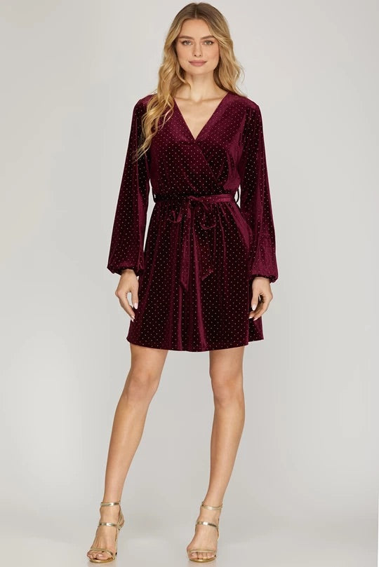 Velvet Surplice Dress