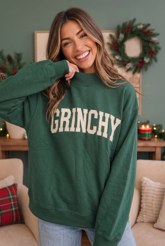 Grinchy Vibes Only Oversized Holiday Sweatshirt