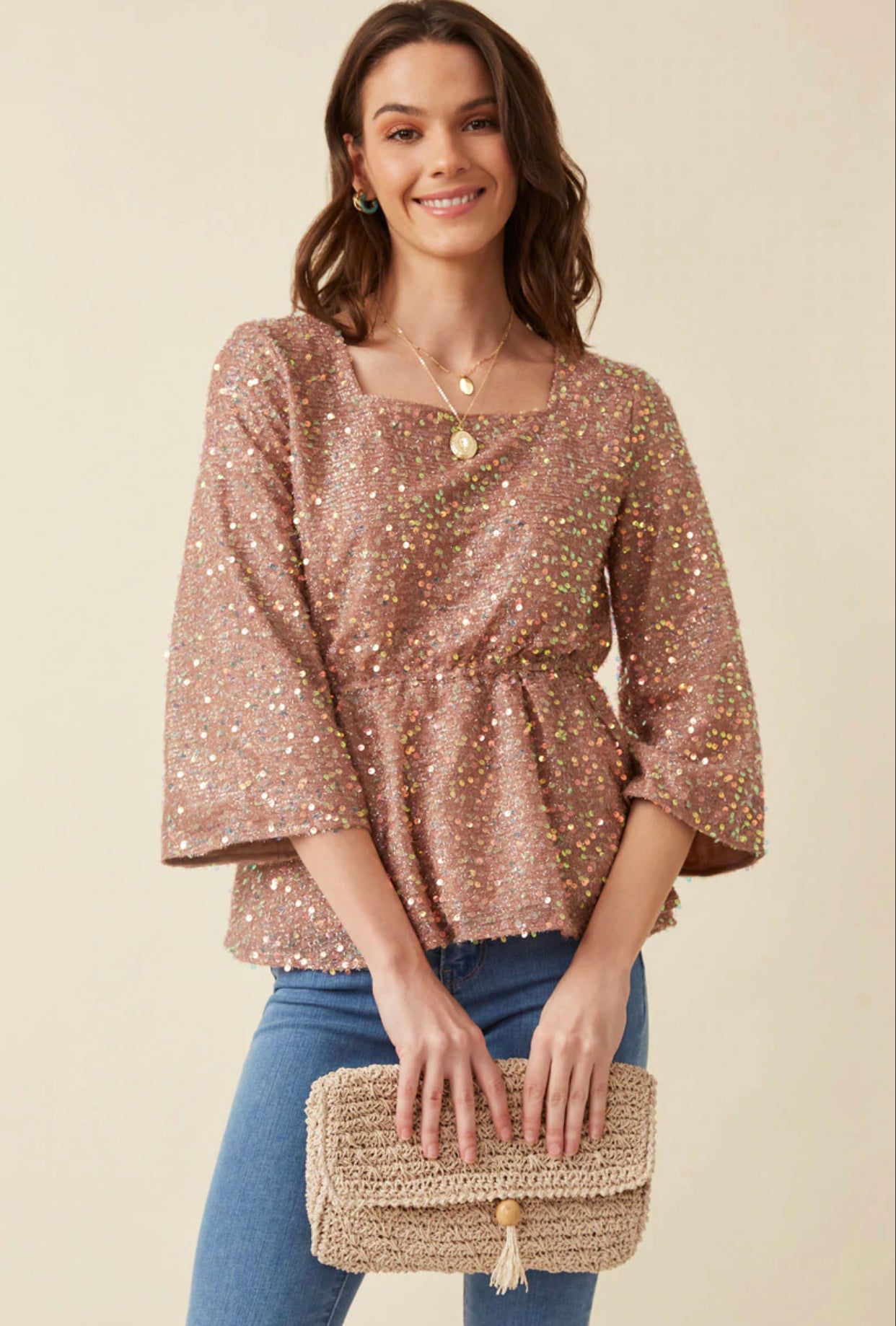 Sequin Peplum Top